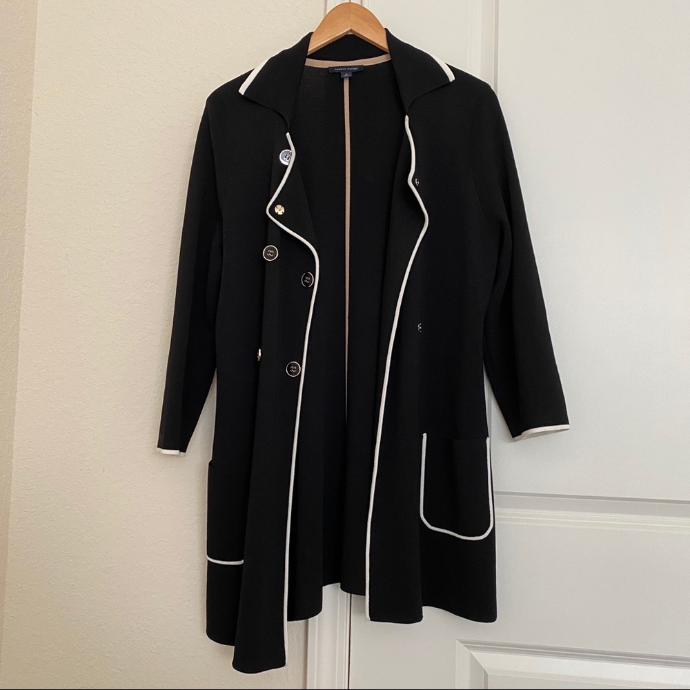 Tommy hilfiger 3/4 sleeve sweater coat w pockets